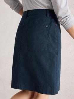 White Stuff Tia Knee Length Chino Skirt, Dark Navy - view 2, Dark Navy
