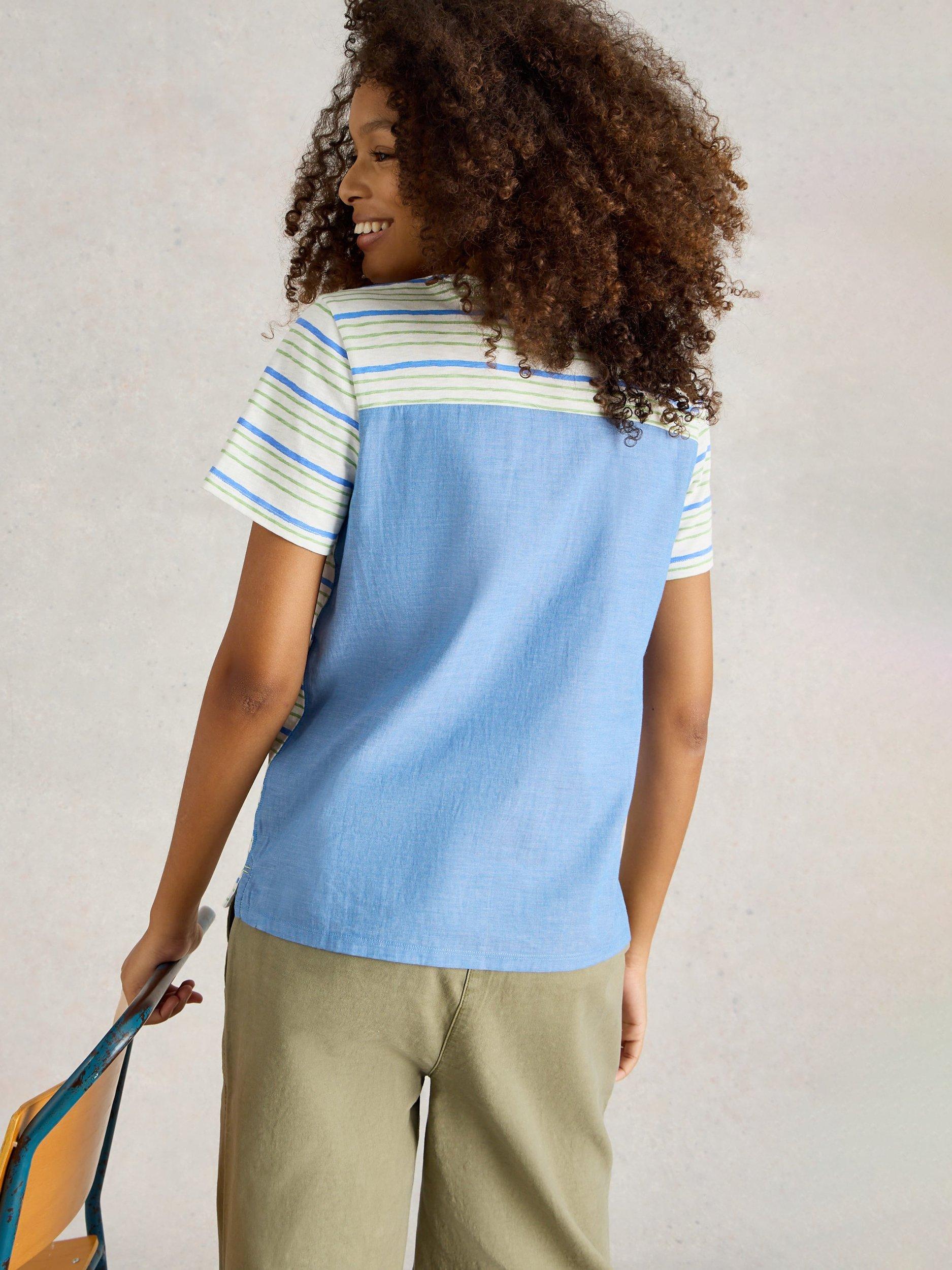 Product image 2 of 6, which shows White Stuff Abbie Mix Print T-Shirt, Blue/Multi, 6