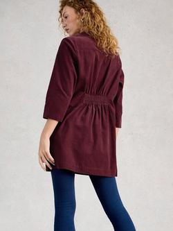 White Stuff Blake Organic Cotton Corduroy Longline Tunic - view 2, Dark Plum