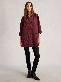 White Stuff Blake Abstract Pattern Longline Cotton Tunic Top, Pink/Multi