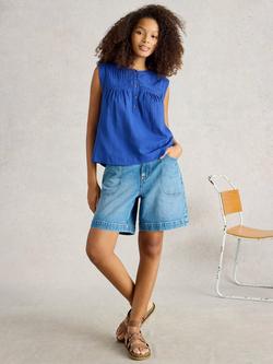 White Stuff Isla Dobby Cotton Shirt, Blue