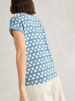 White Stuff Nelly Cotton Abstract Print T-Shirt, Navy/Multi - view 2, Navy/Multi