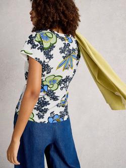 White Stuff Nelly Floral Notch Neck T-Shirt, White/Multi - view 2, White/Multi