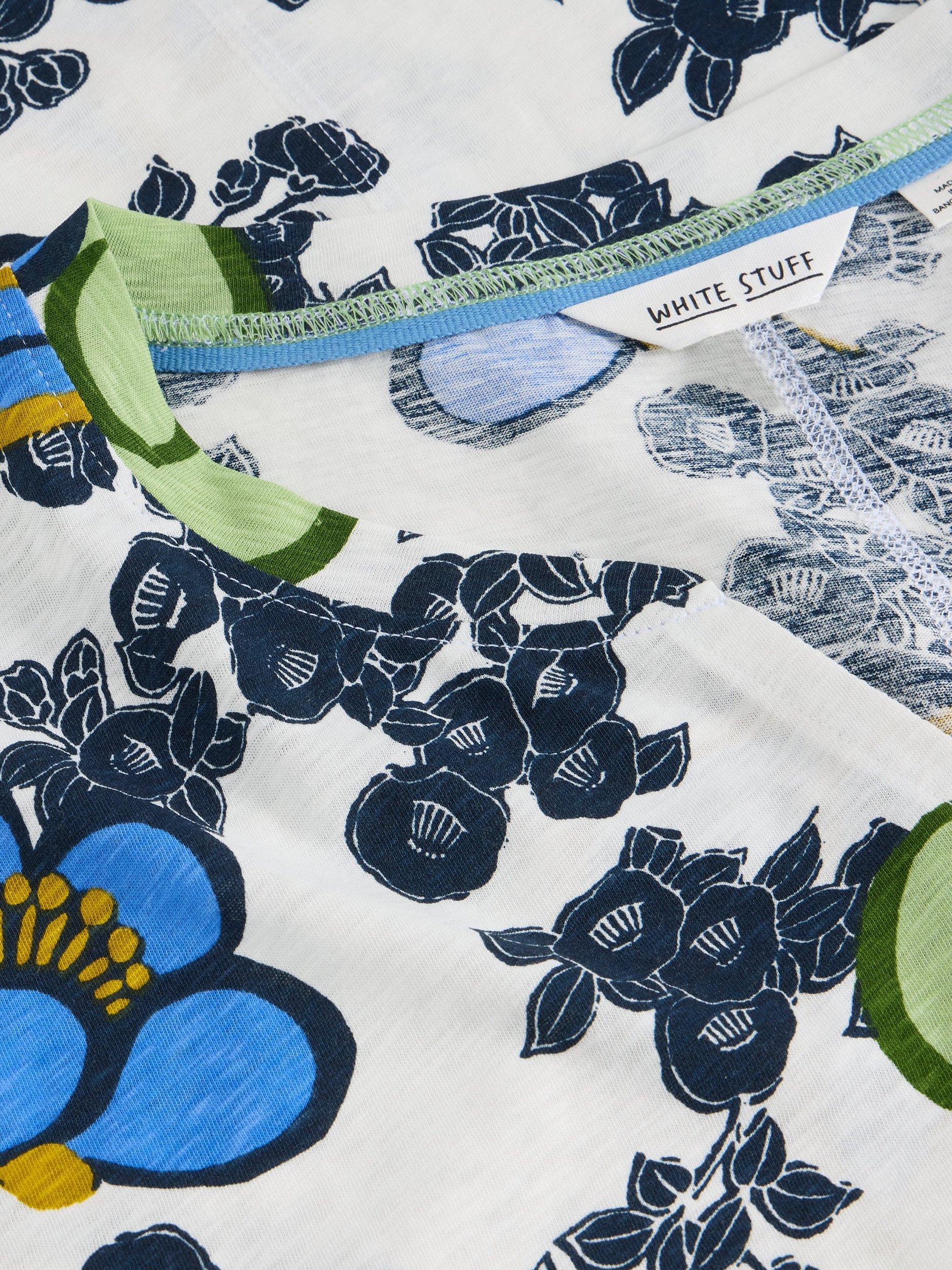 Product image 6 of 6, which shows White Stuff Nelly Floral Notch Neck T-Shirt, White/Multi, 6