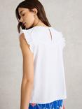 White Stuff Paige Organic Cotton Rich Frill Top, White