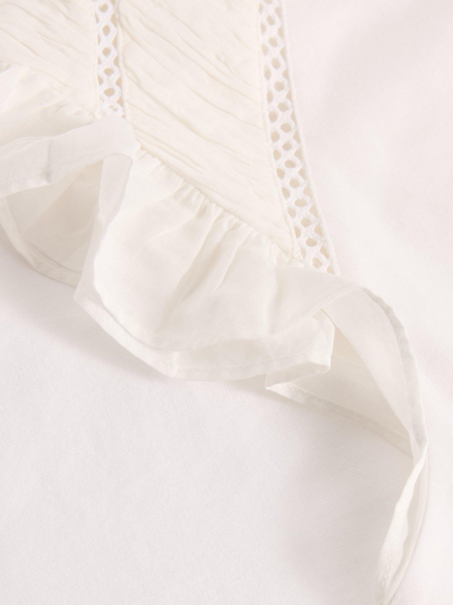 Product image 6 of 6, which shows White Stuff Paige Organic Cotton Rich Frill Top, White, 6