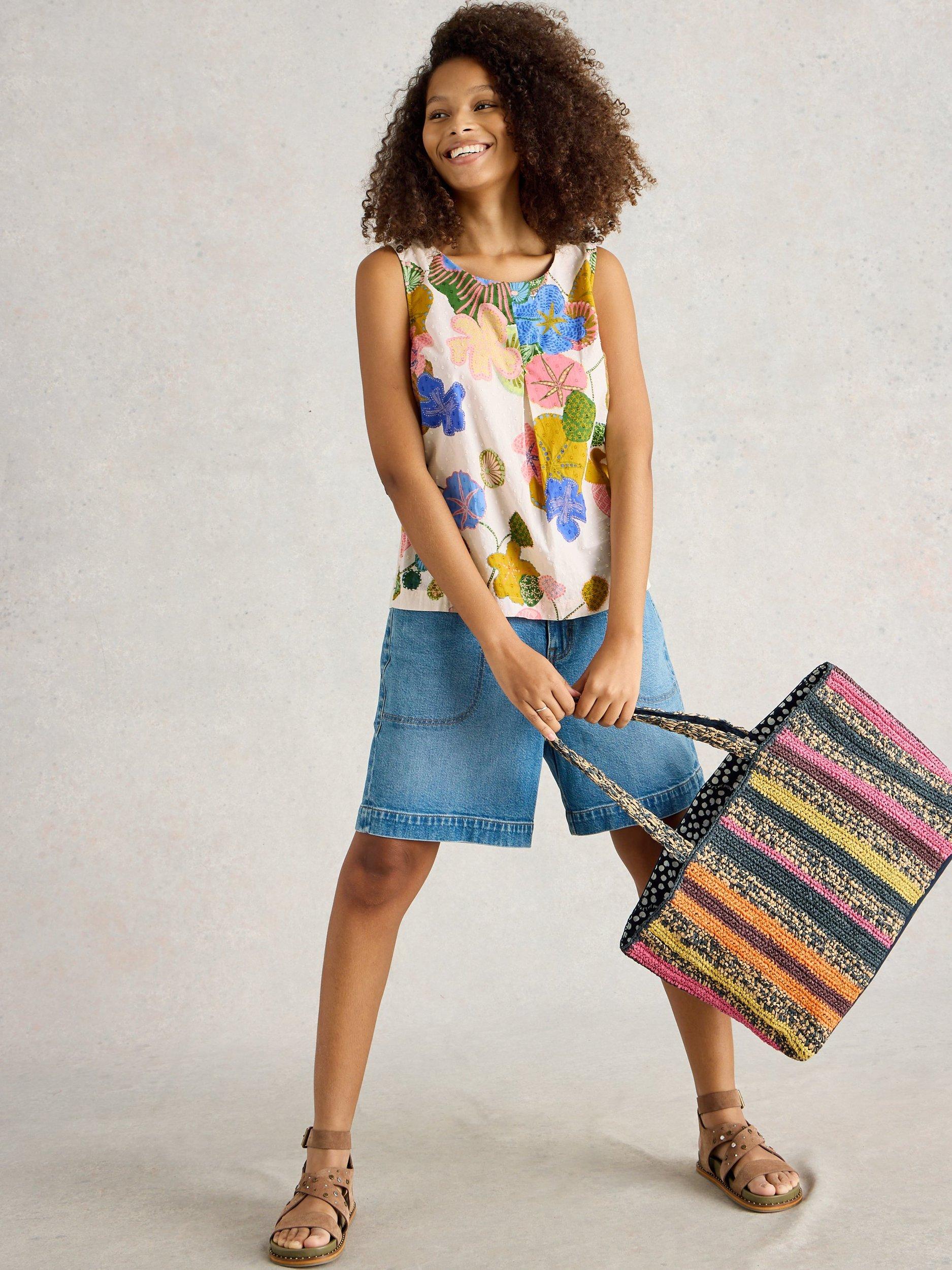 Product image 4 of 6, which shows White Stuff Paradise Pure Organic Cotton Top, Ivory/Multi, 6