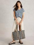 White Stuff Rae Floral Pure Organic Cotton Top, Blue/Multi