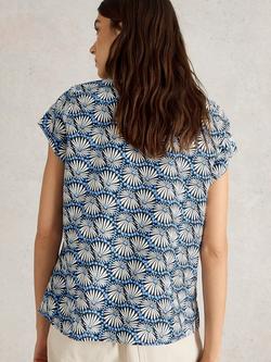 White Stuff Rae Floral Pure Organic Cotton Top, Blue/Multi - view 2, Blue/Multi