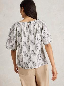 White Stuff Spruce Pure Organic Cotton Jacquard Top, White/Multi - view 2, White/Multi