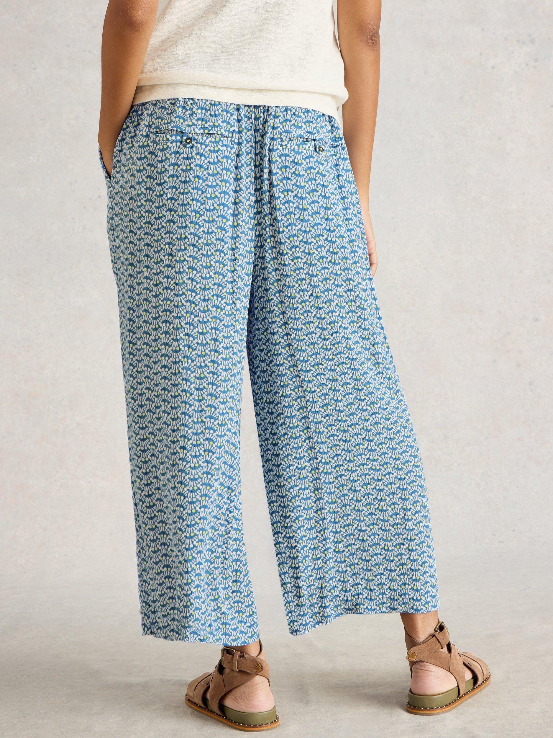 Product image 2 of 6, which shows White Stuff Lisette Culotte Wide Leg Trousers, Blue/Multi, 10
