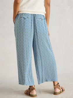 White Stuff Lisette Culotte Wide Leg Trousers, Blue/Multi - view 2, Blue/Multi