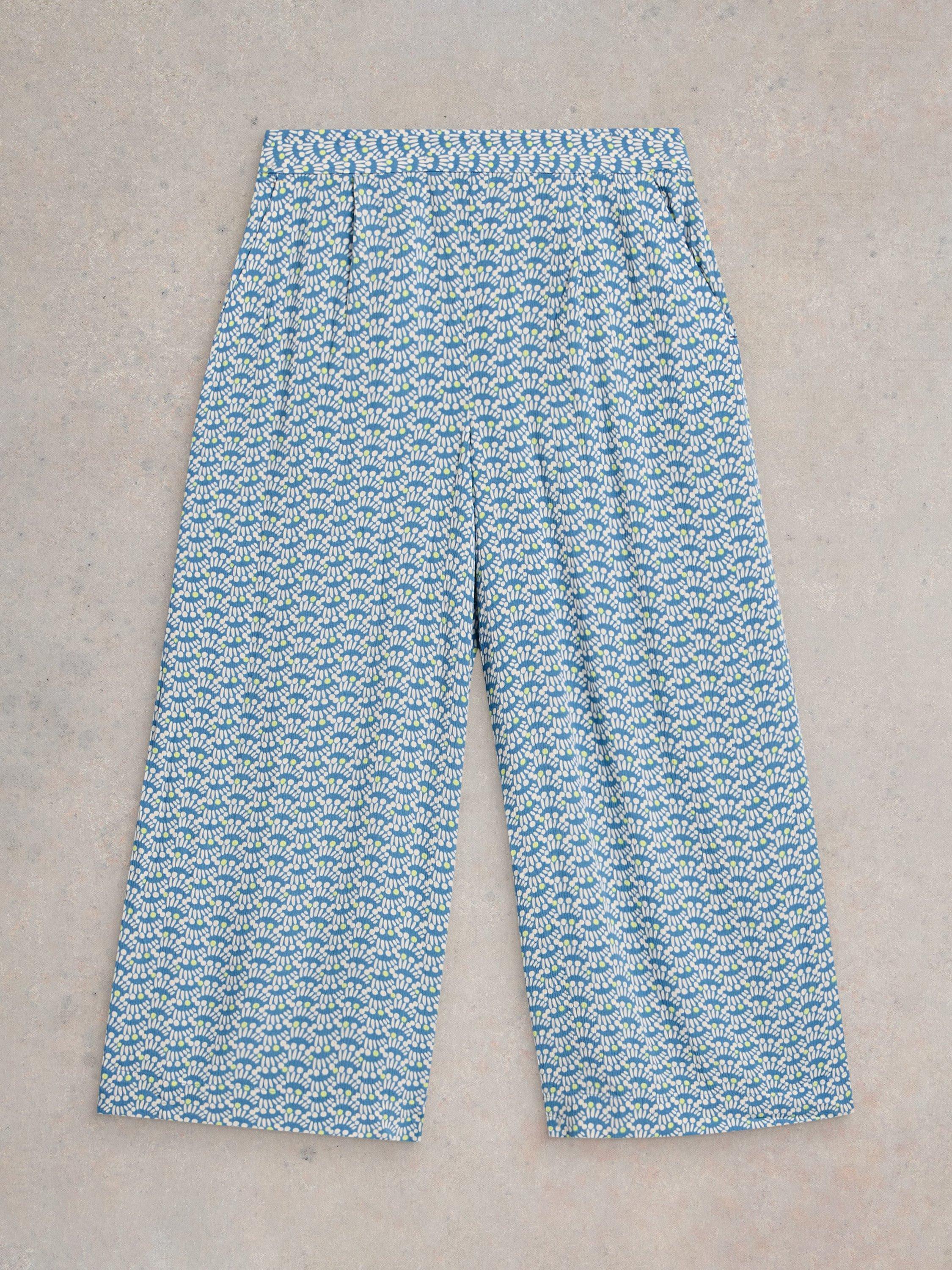 Product image 5 of 6, which shows White Stuff Lisette Culotte Wide Leg Trousers, Blue/Multi, 10