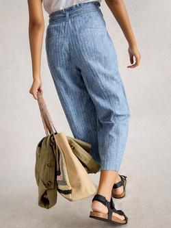 White Stuff Teakie Organic Cotton Wide Leg Trousers, Blue/White - view 2, Blue/White