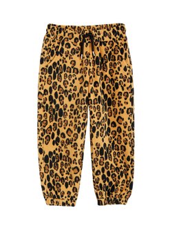 Mini Rodini Kids' Fleece Joggers, Leopard Print, Leopard Print