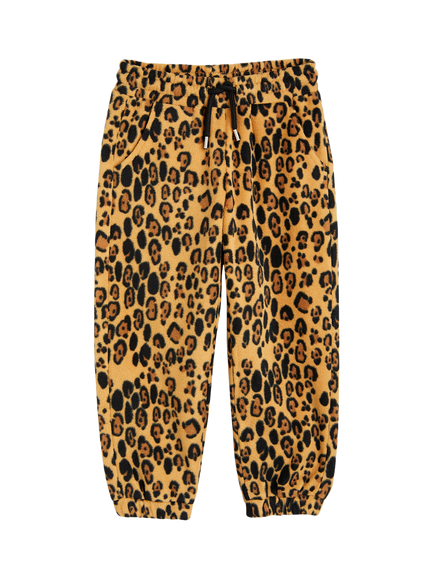 Mini Rodini Kids' Fleece Joggers, Leopard Print, Leopard Print