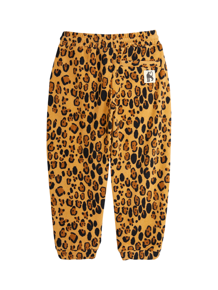 Product image 2 of 3, which shows Mini Rodini Kids' Fleece Joggers, Leopard Print, 1-4 months
