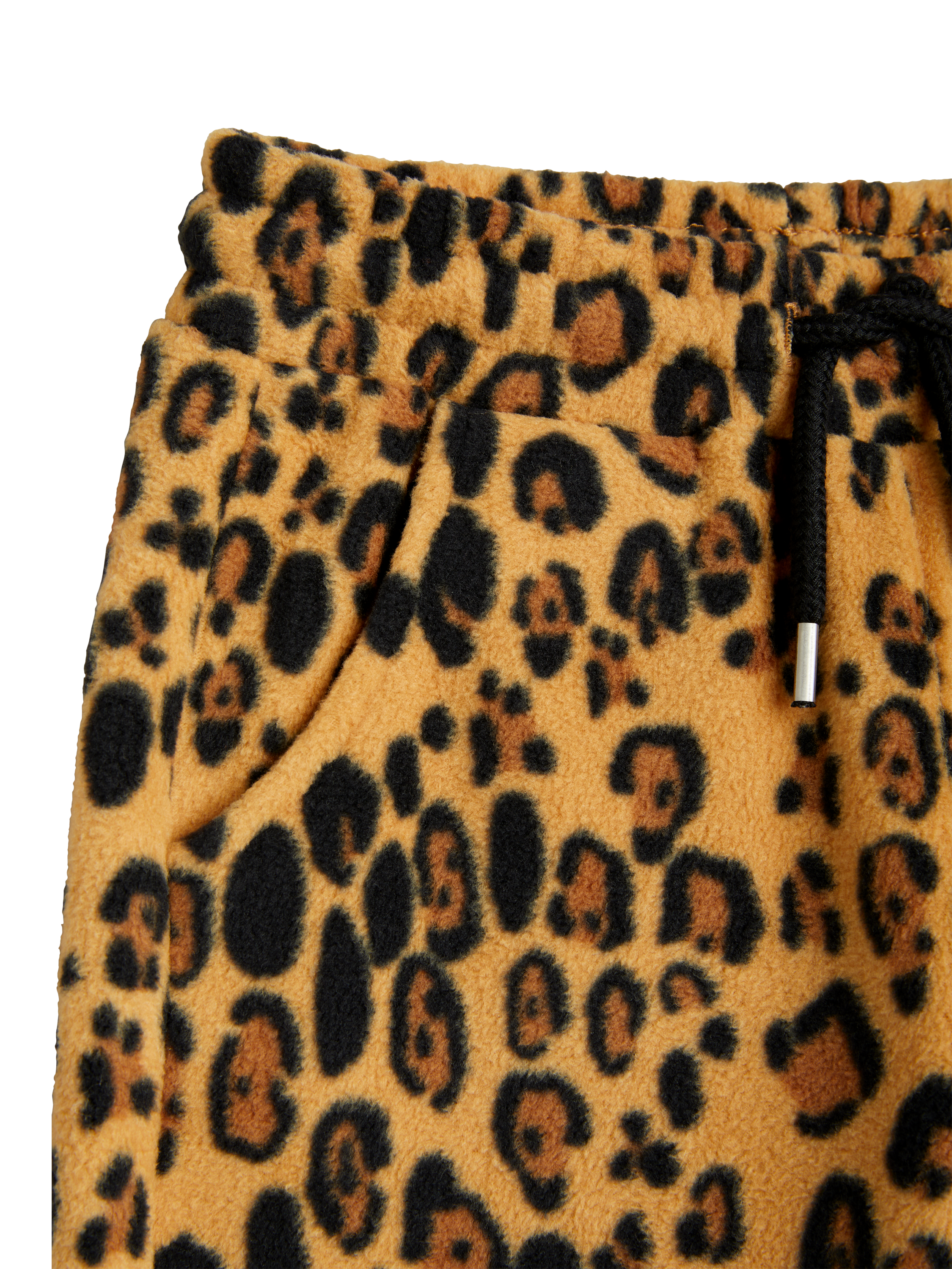 Product image 3 of 3, which shows Mini Rodini Kids' Fleece Joggers, Leopard Print, 1-4 months