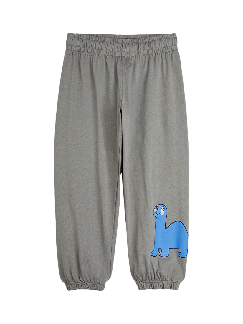 Product image 1 of 2, which shows Mini Rodini Kids' Cotton Dino Wrap Trousers, Grey, 1-4 months