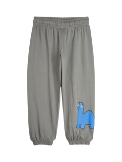 Mini Rodini Kids' Cotton Dino Wrap Trousers, Grey, Grey
