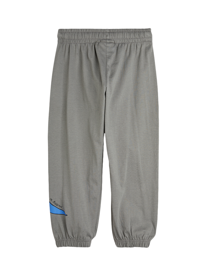 Product image 2 of 2, which shows Mini Rodini Kids' Cotton Dino Wrap Trousers, Grey, 1-4 months