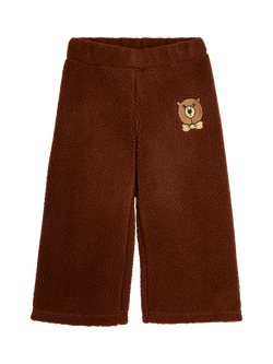Mini Rodini Kids' Bear Pile Trousers, Brown, Brown
