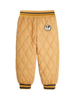 Mini Rodini Kids' Quilted Ritzratz Patch Trousers, Brown, Brown