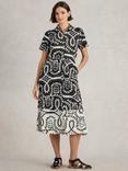 White Stuff Rua Abstract Organic Cotton Blend Shirt Dress, Black/Multi
