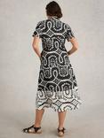 White Stuff Rua Abstract Organic Cotton Blend Shirt Dress, Black/Multi