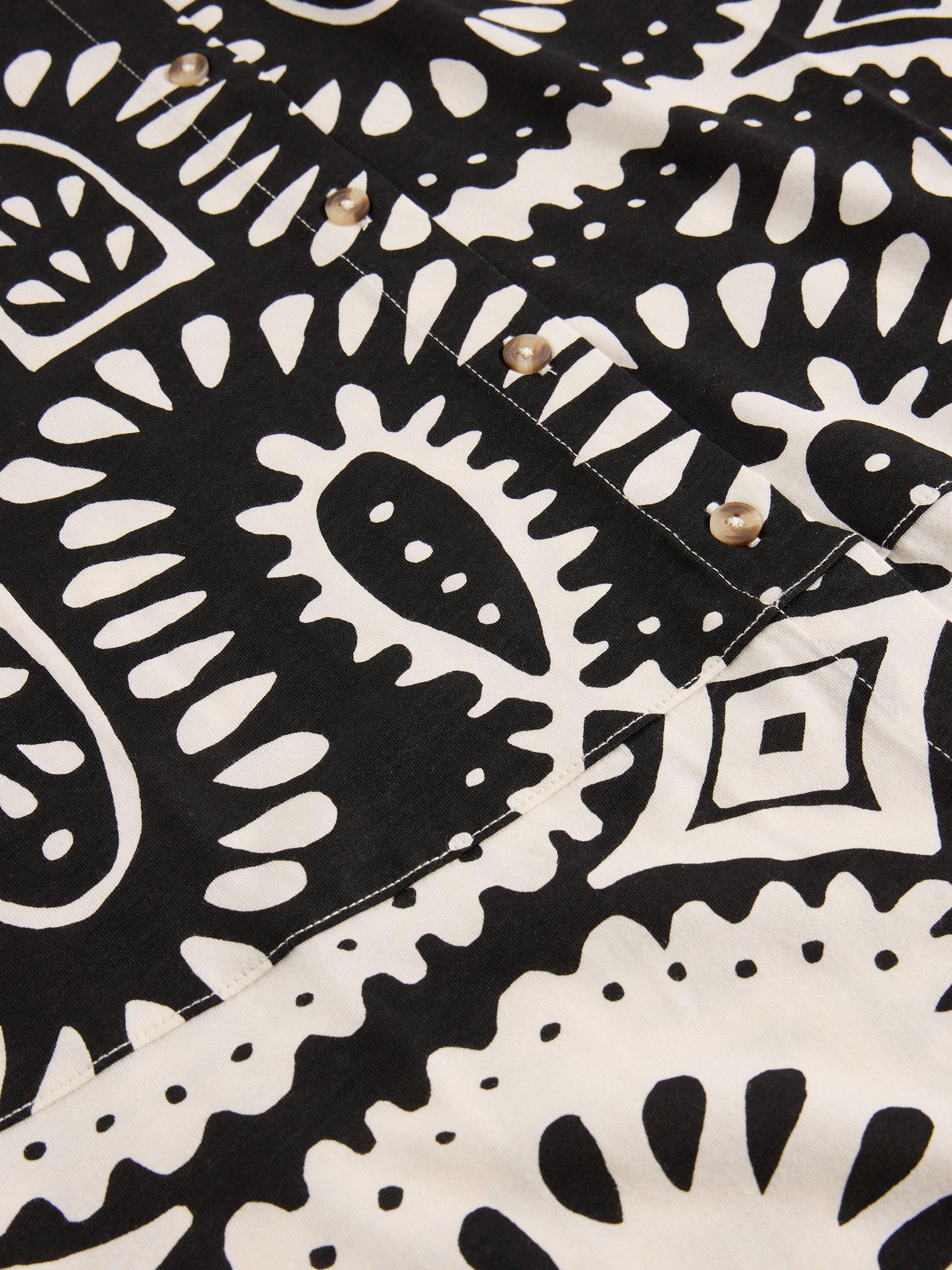 Product image 6 of 6, which shows White Stuff Rua Abstract Organic Cotton Blend Shirt Dress, Black/Multi, 6