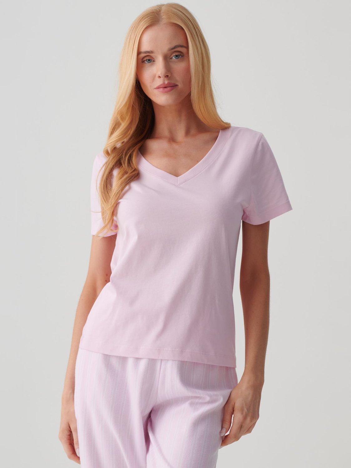 Product image 1 of 3, which shows British Boxers V-Neck Pure Organic Cotton T-Shirt, Pretty In Pink, XS