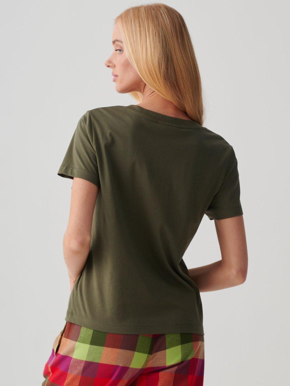 Product image 3 of 3, which shows British Boxers V-Neck Pure Organic Cotton T-Shirt, Khaki, XS