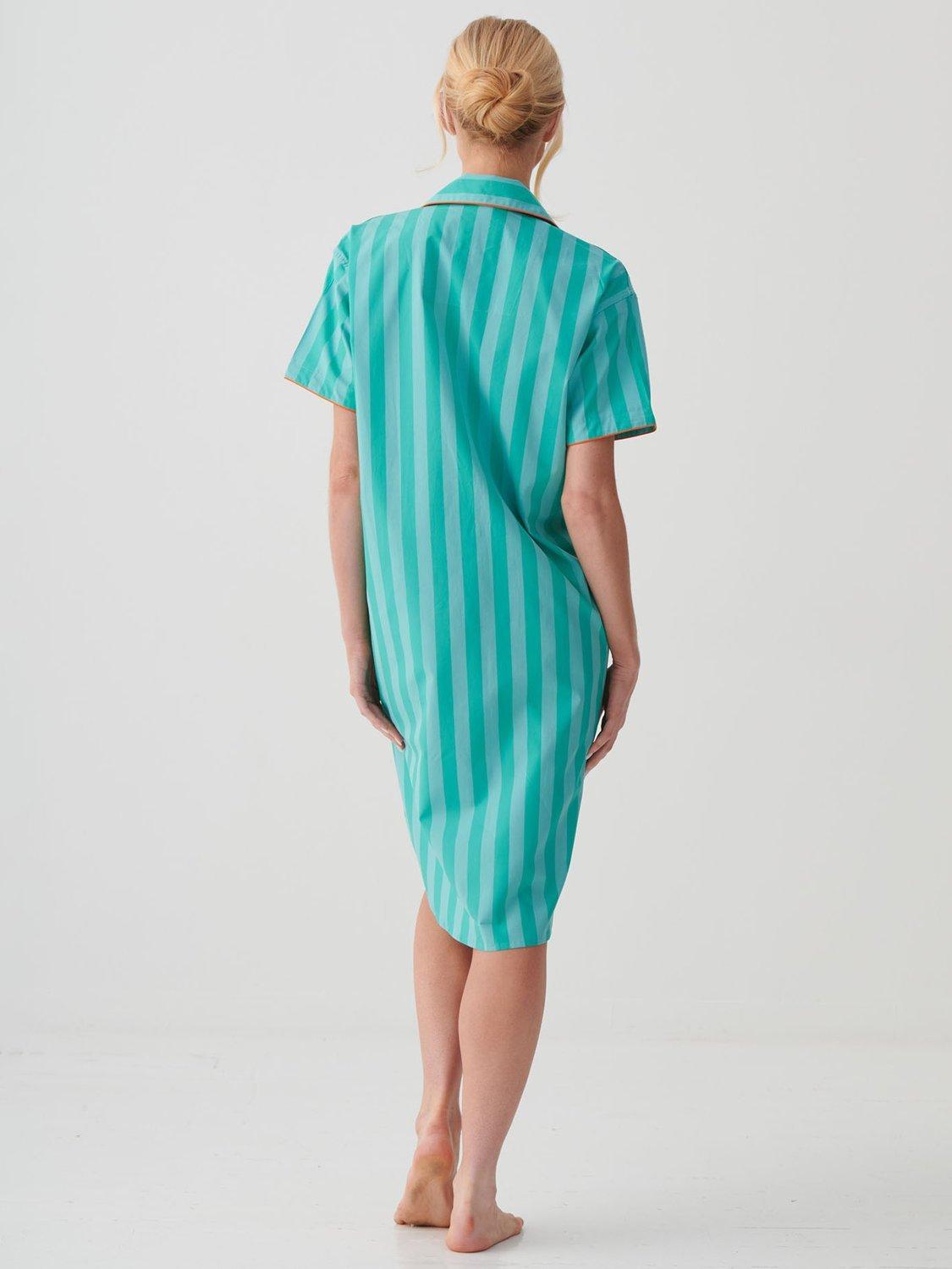 Product image 3 of 4, which shows British Boxers New York Crisp Cotton Short Sleeve Nightshirt, Turquoise, XXL