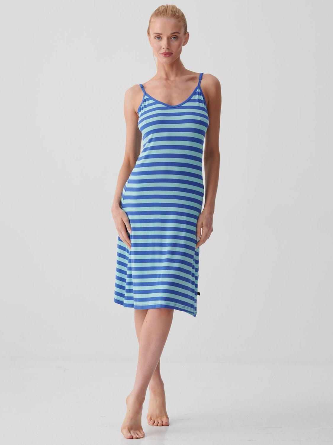 Product image 1 of 5, which shows British Boxers Ice Cream Bamboo Strappy Nightdress, Crystal Blue, XS