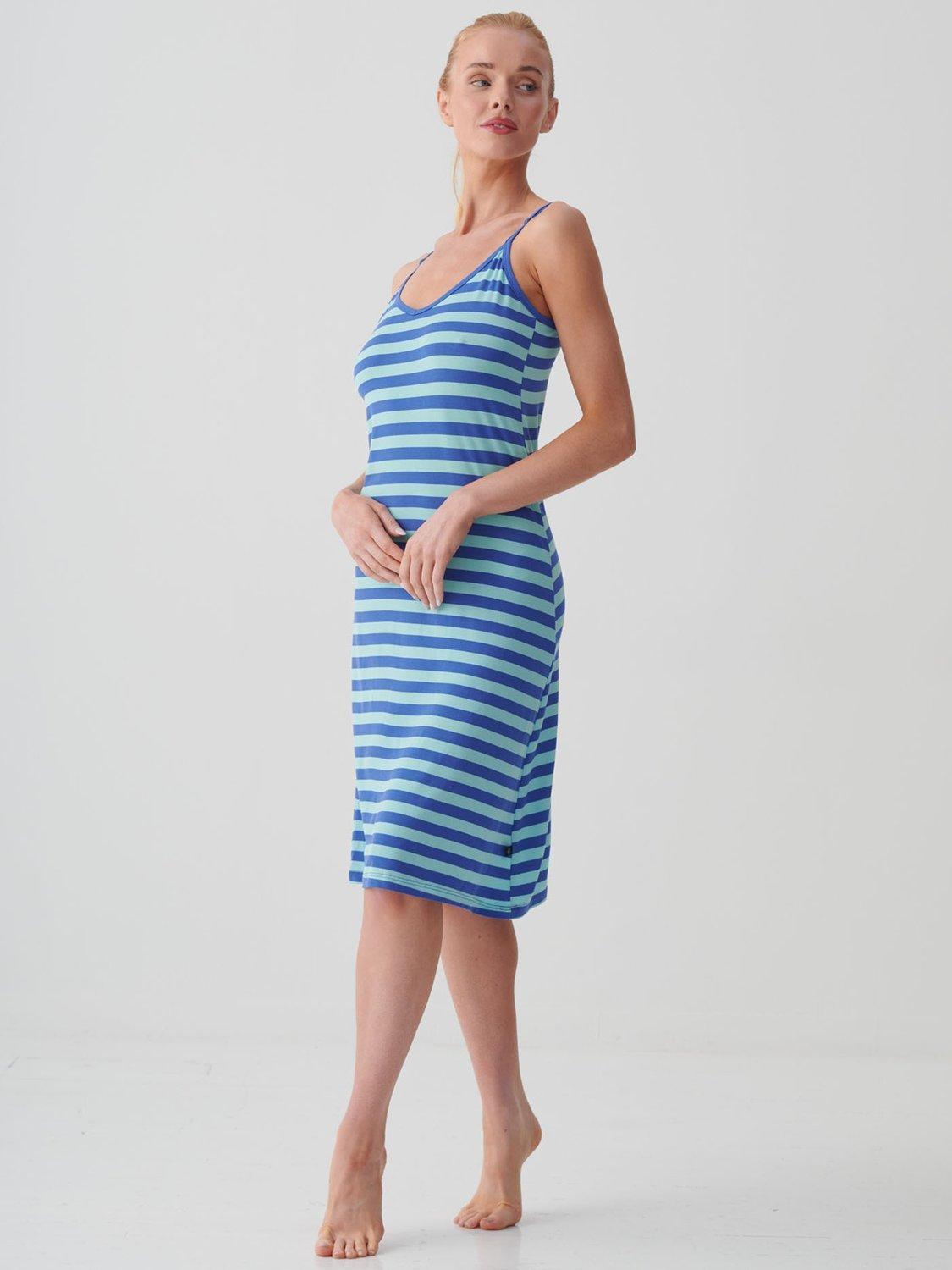 Product image 2 of 5, which shows British Boxers Ice Cream Bamboo Strappy Nightdress, Crystal Blue, XS