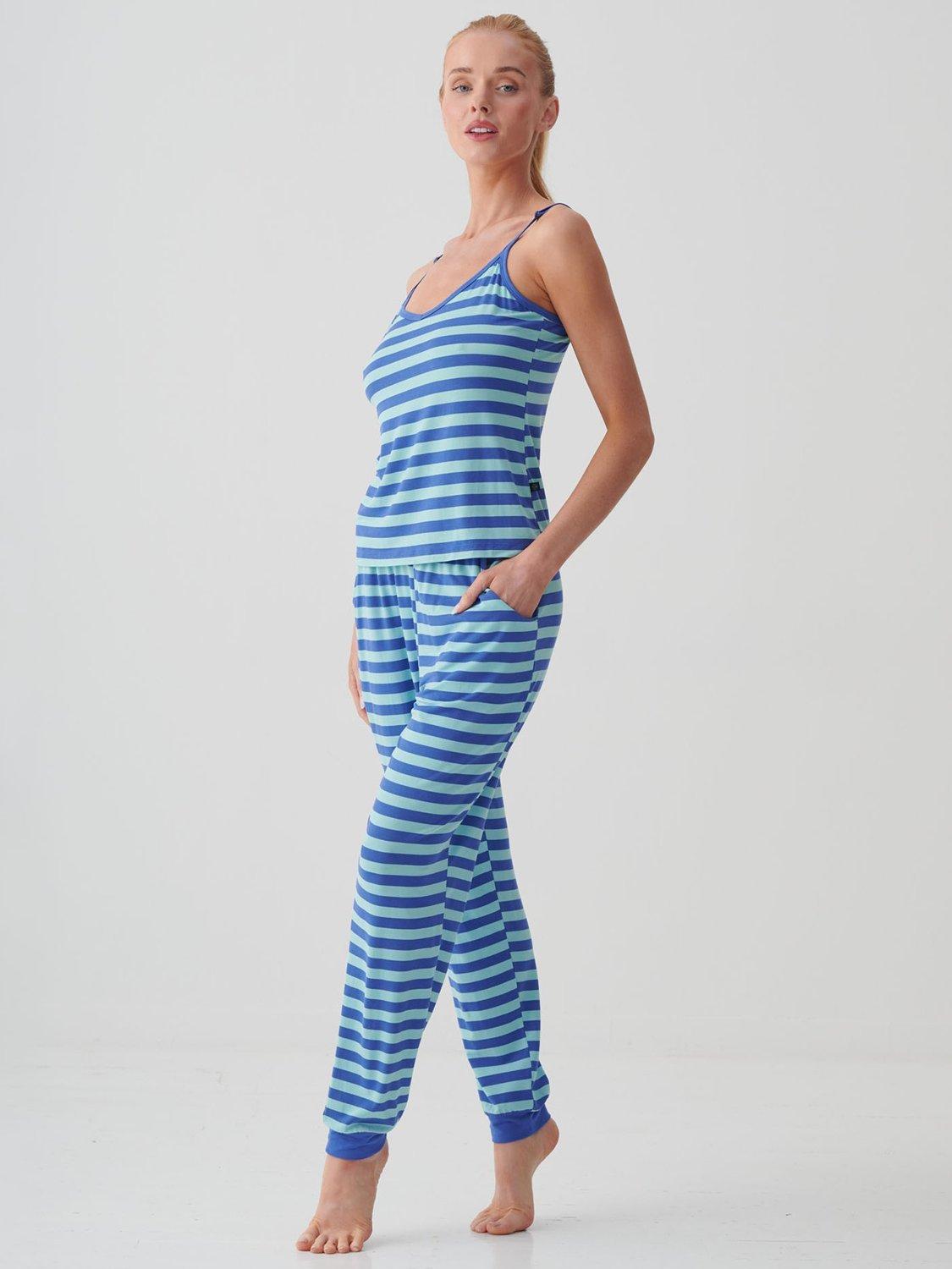 Product image 2 of 8, which shows British Boxers Ice Cream Bamboo Camisole Pyjama Set, Crystal Blue, XS