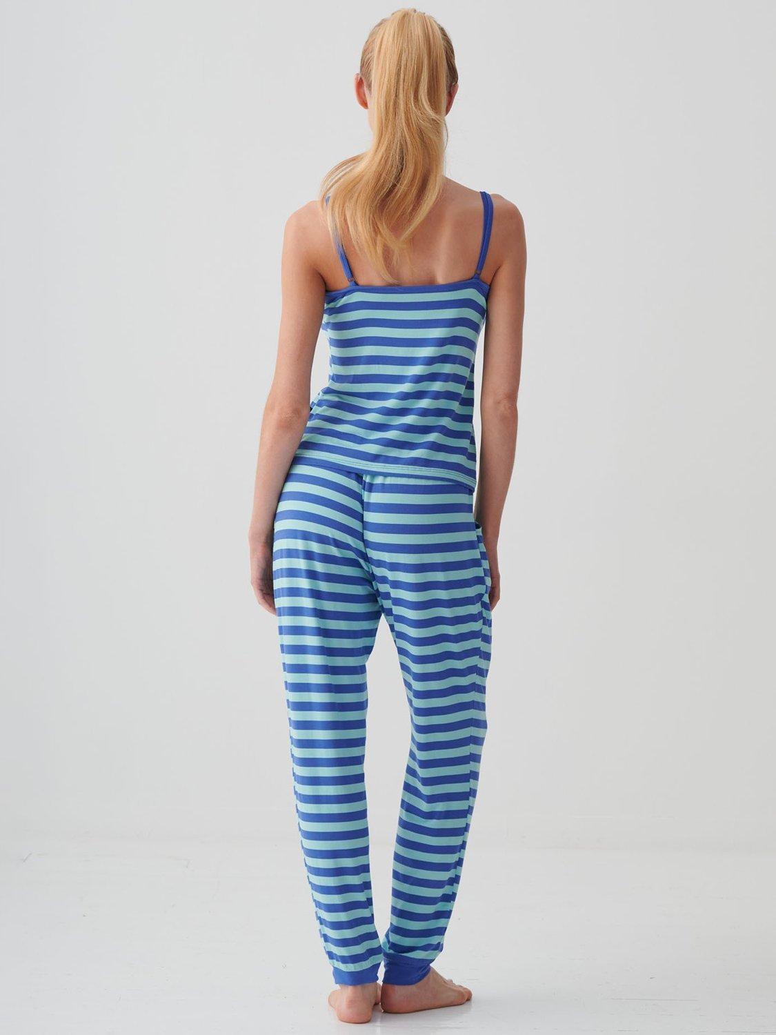 Product image 3 of 8, which shows British Boxers Ice Cream Bamboo Camisole Pyjama Set, Crystal Blue, XS
