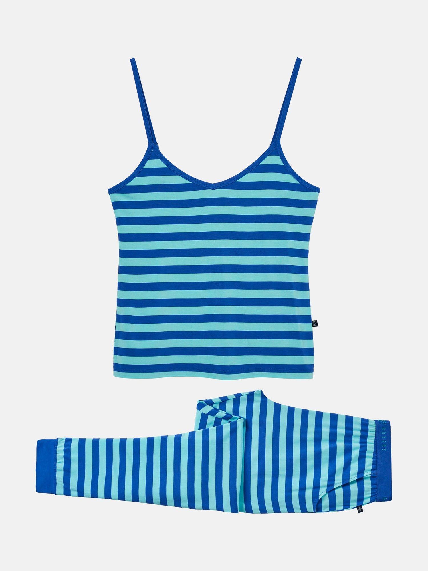 Product image 4 of 8, which shows British Boxers Ice Cream Bamboo Camisole Pyjama Set, Crystal Blue, XS