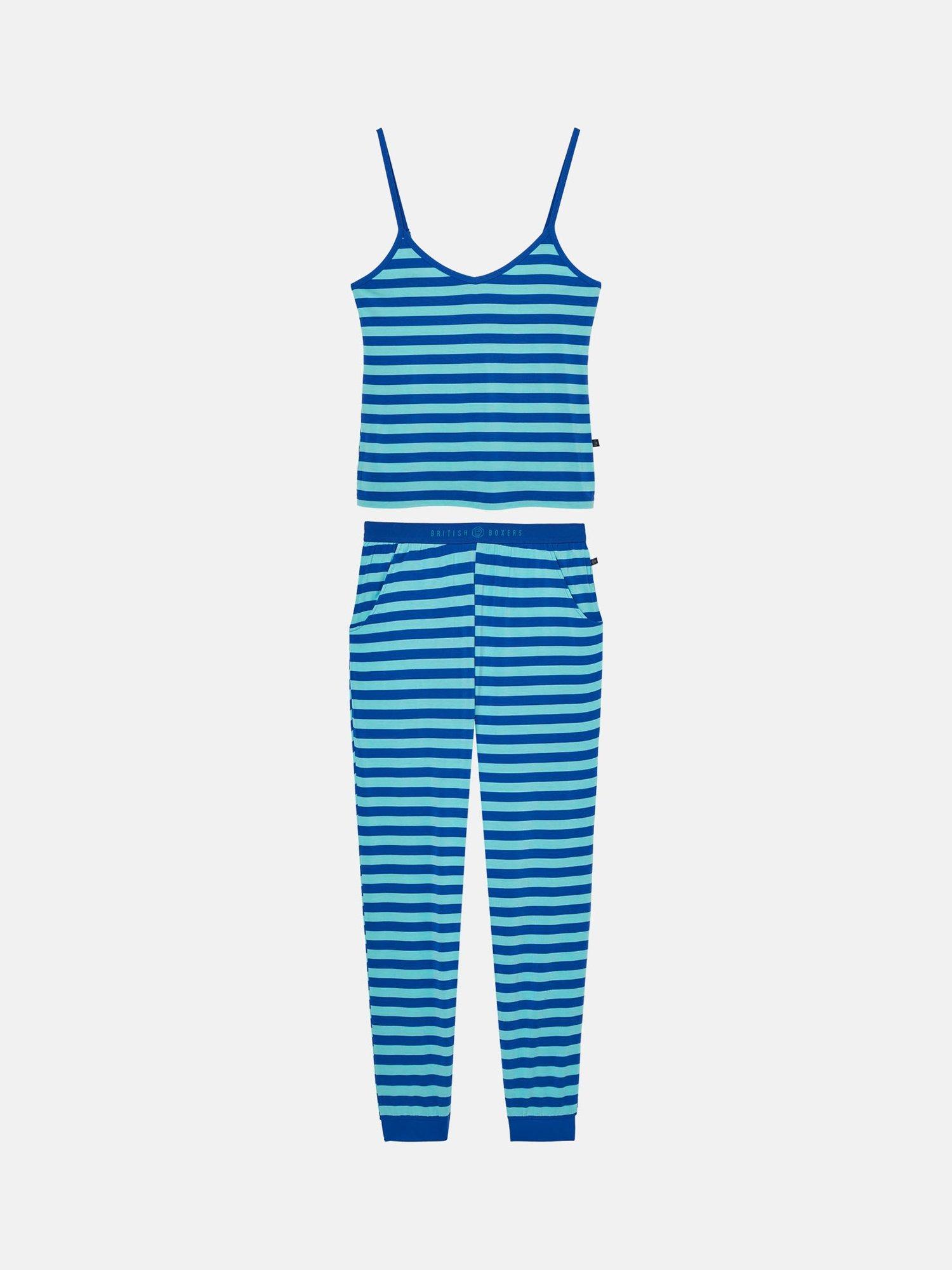 Product image 5 of 8, which shows British Boxers Ice Cream Bamboo Camisole Pyjama Set, Crystal Blue, XS