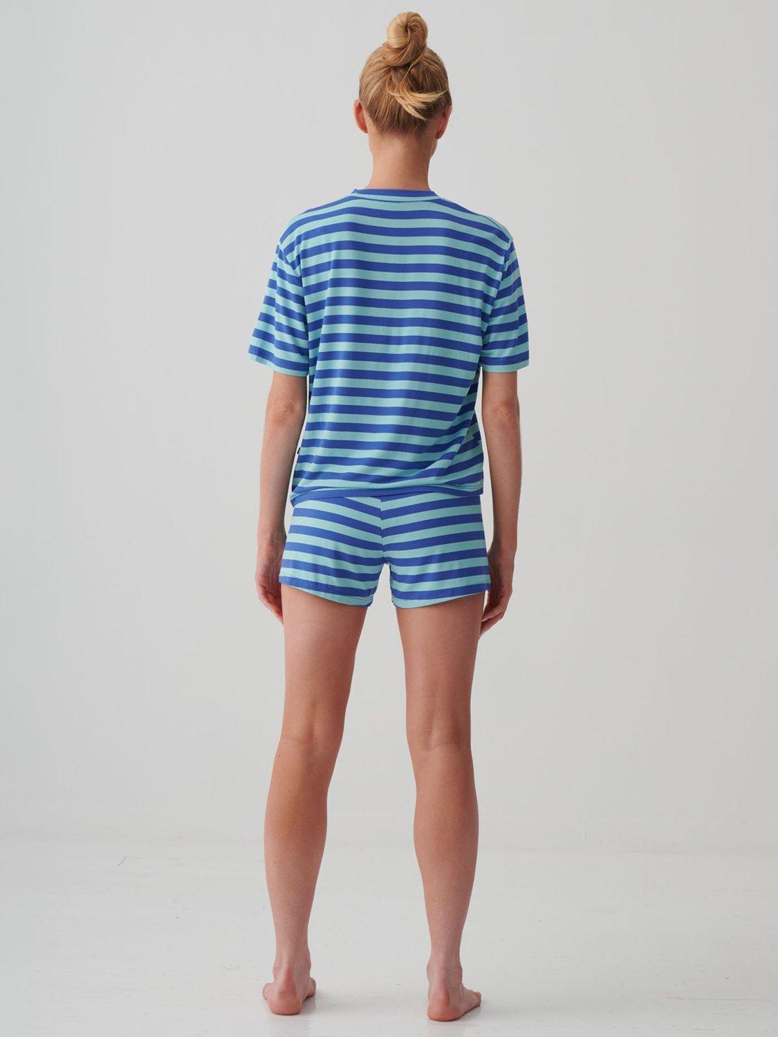 Product image 4 of 8, which shows British Boxers Ice Cream Bamboo Short Pyjama Set, Crystal Blue, XS