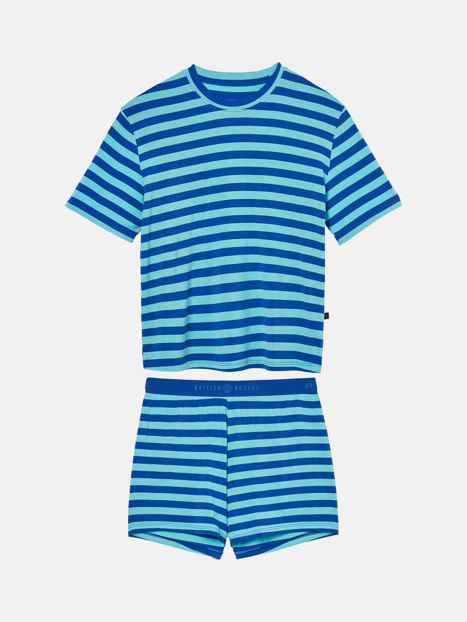 Product image 5 of 8, which shows British Boxers Ice Cream Bamboo Short Pyjama Set, Crystal Blue, XS