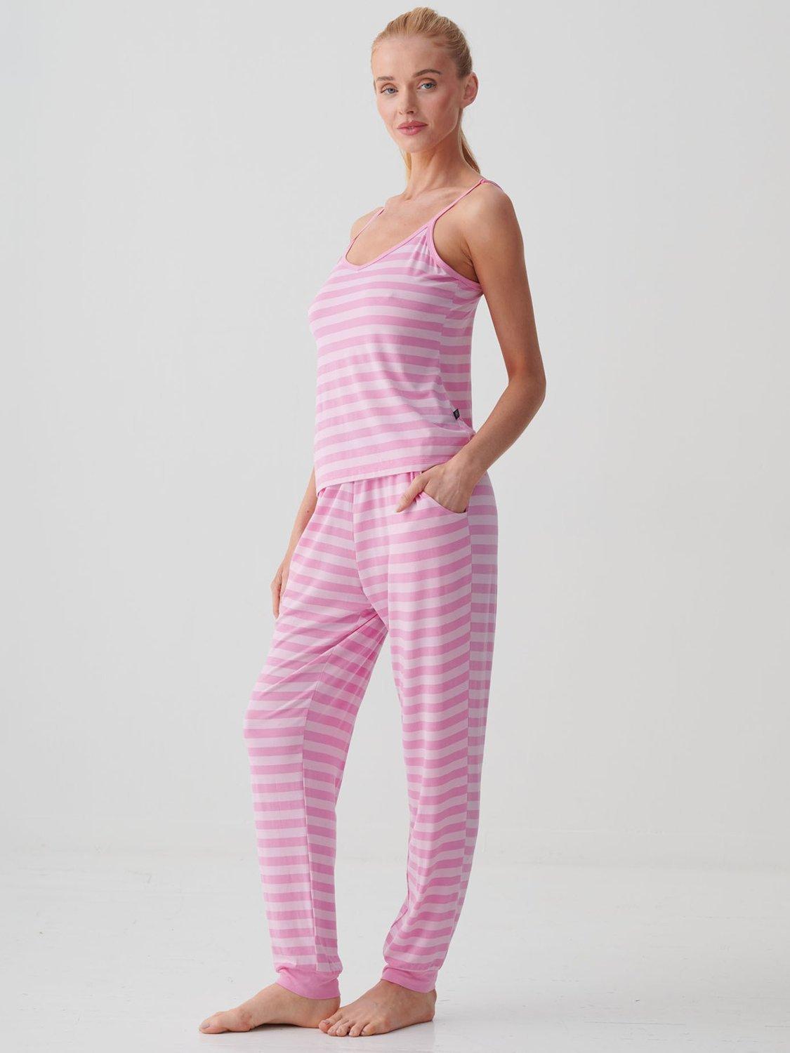Product image 2 of 8, which shows British Boxers Ice Cream Bamboo Camisole Pyjama Set, Pink, XS