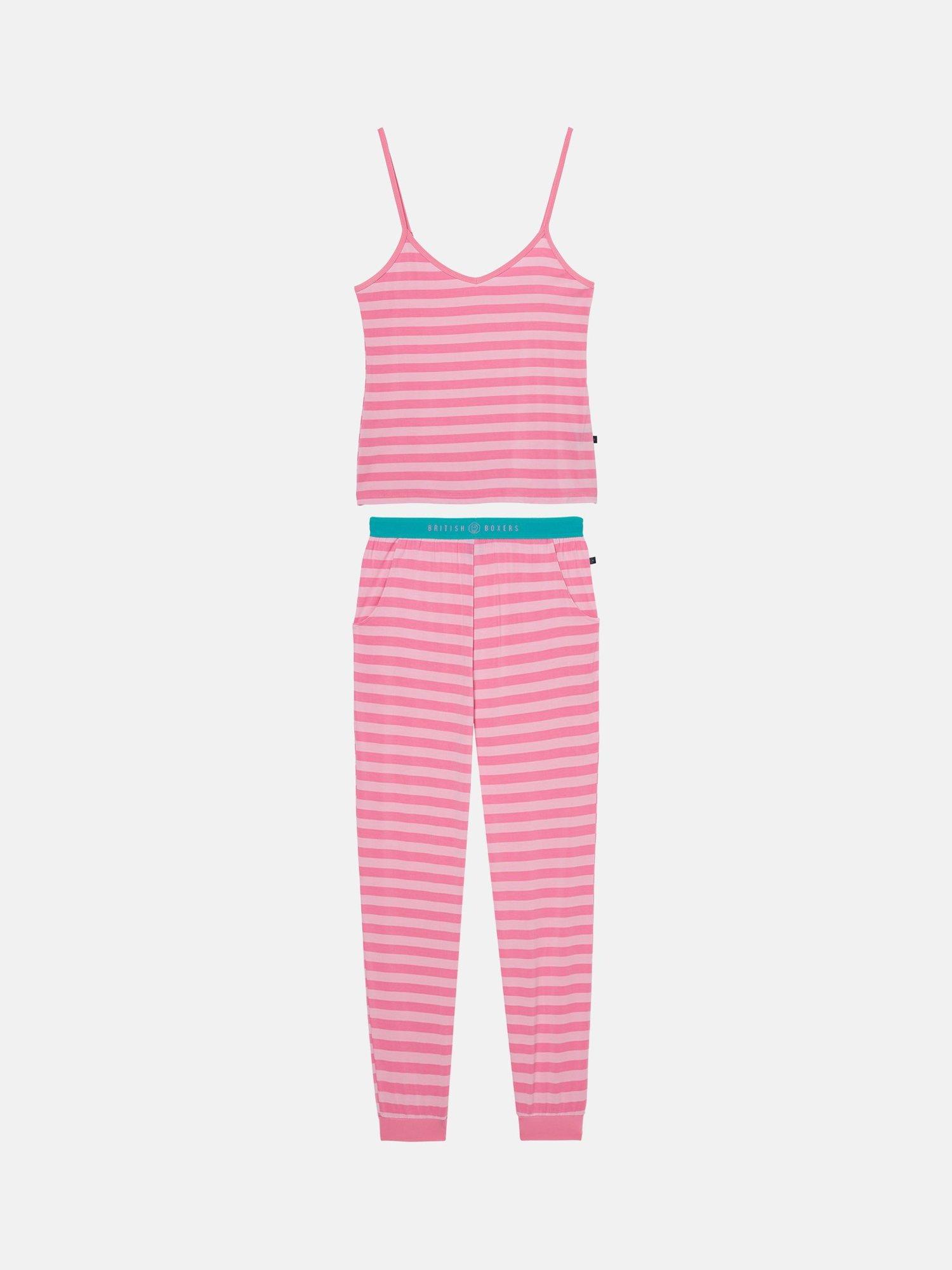 Product image 7 of 8, which shows British Boxers Ice Cream Bamboo Camisole Pyjama Set, Pink, XS