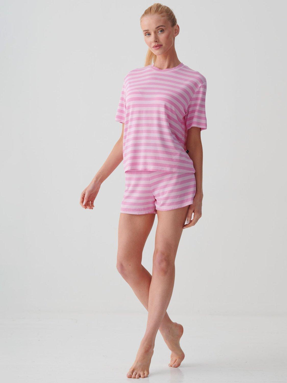 Product image 3 of 8, which shows British Boxers Ice Cream Bamboo Short Pyjama Set, Pink, XS