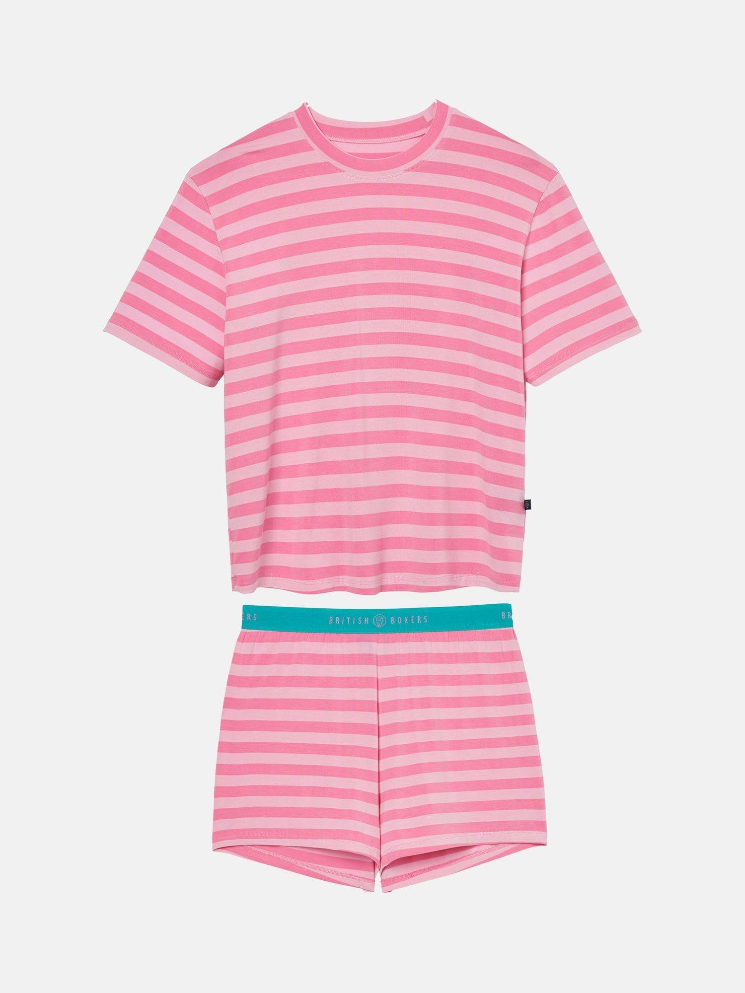 Product image 5 of 8, which shows British Boxers Ice Cream Bamboo Short Pyjama Set, Pink, XS