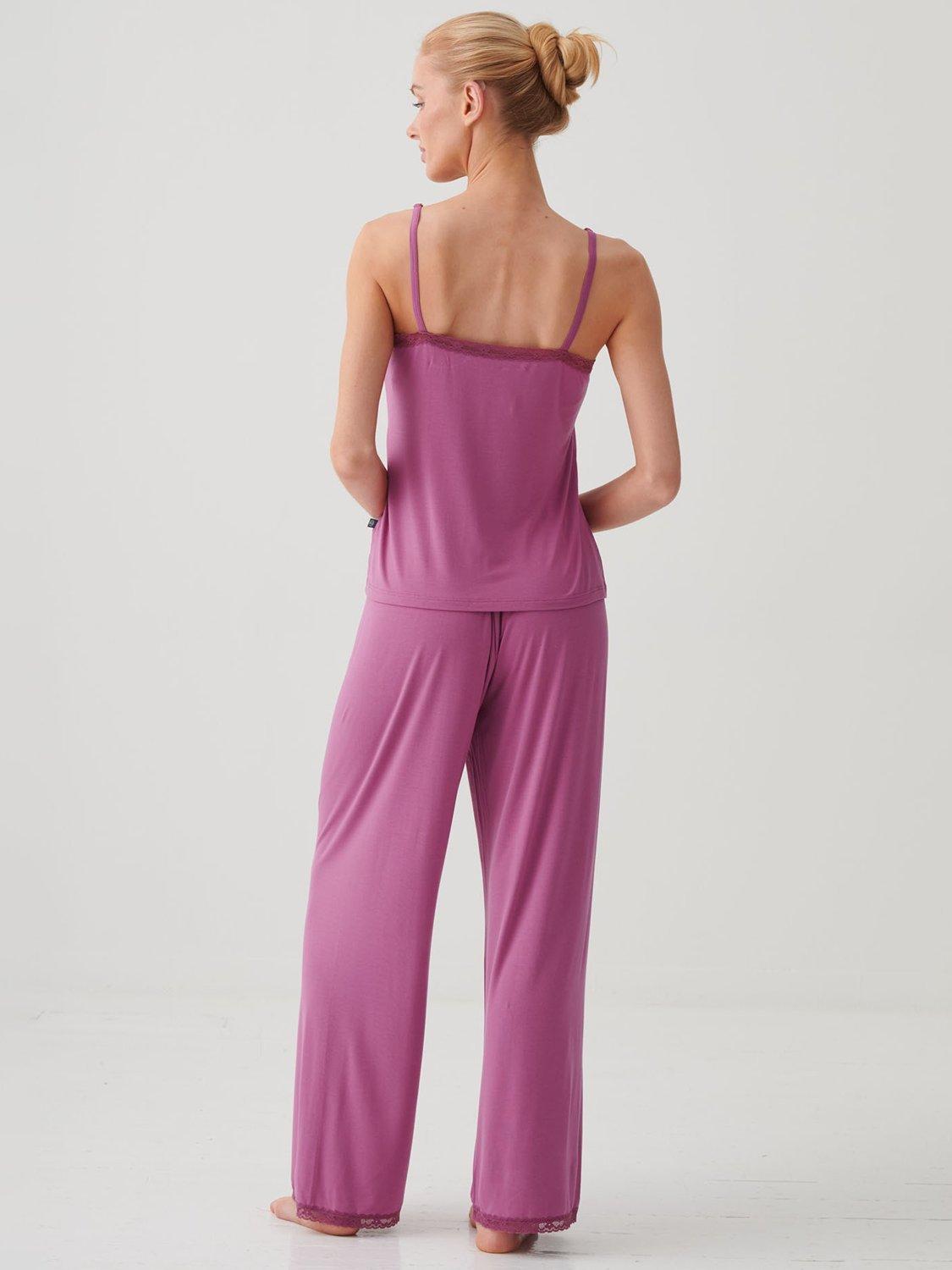 Product image 3 of 5, which shows British Boxers Lace Cami Bamboo Rich Pyjama Set, Romantic Rose, XS