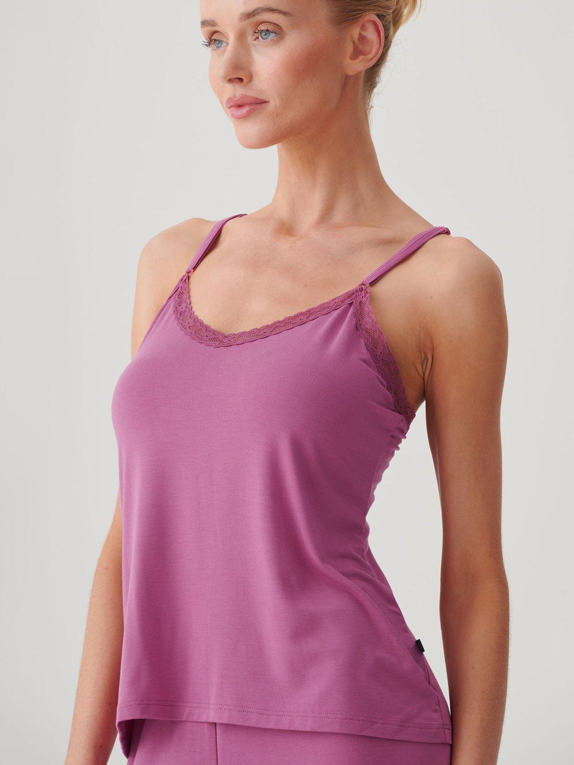 Product image 5 of 5, which shows British Boxers Lace Cami Bamboo Rich Pyjama Set, Romantic Rose, XS