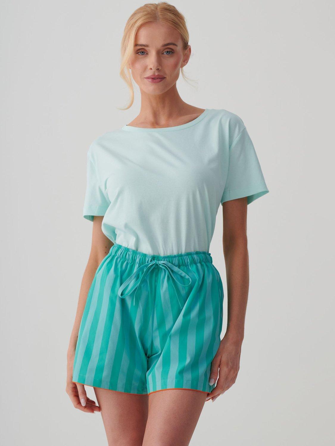 British Boxers New York Crisp Cotton Pyjama Shorts, Turquoise