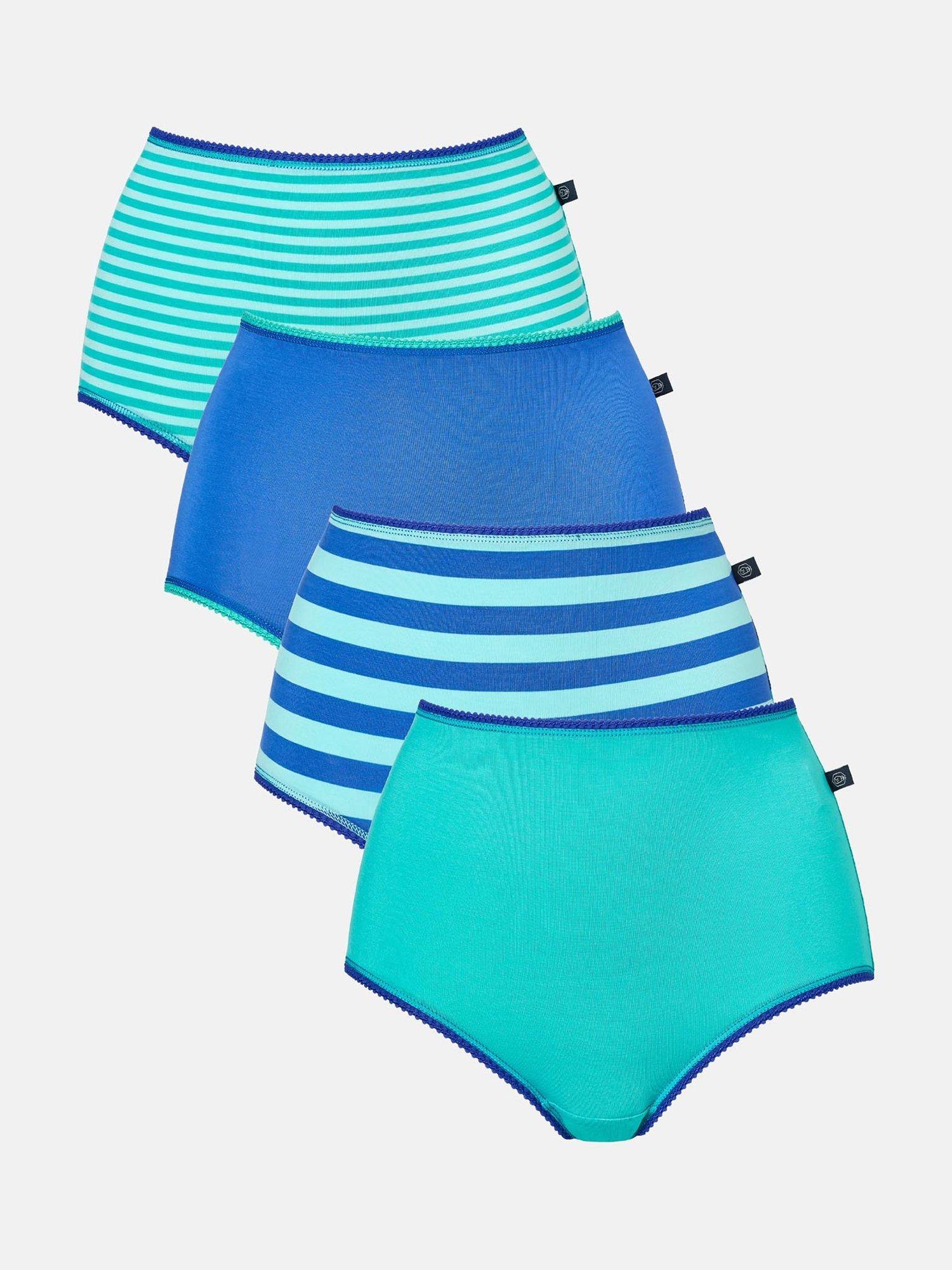 Product image 1 of 9, which shows British Boxers Ice Cream Bamboo Full Briefs, Pack of 4, Sea Green/Blue, XS