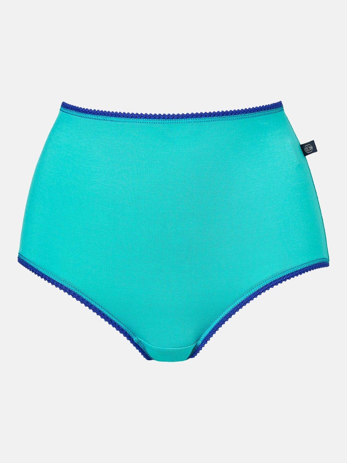Product image 8 of 9, which shows British Boxers Ice Cream Bamboo Full Briefs, Pack of 4, Sea Green/Blue, XS